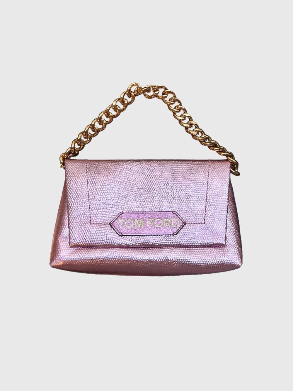 Tom Ford Mini Lizard-Print Clutch in Pink